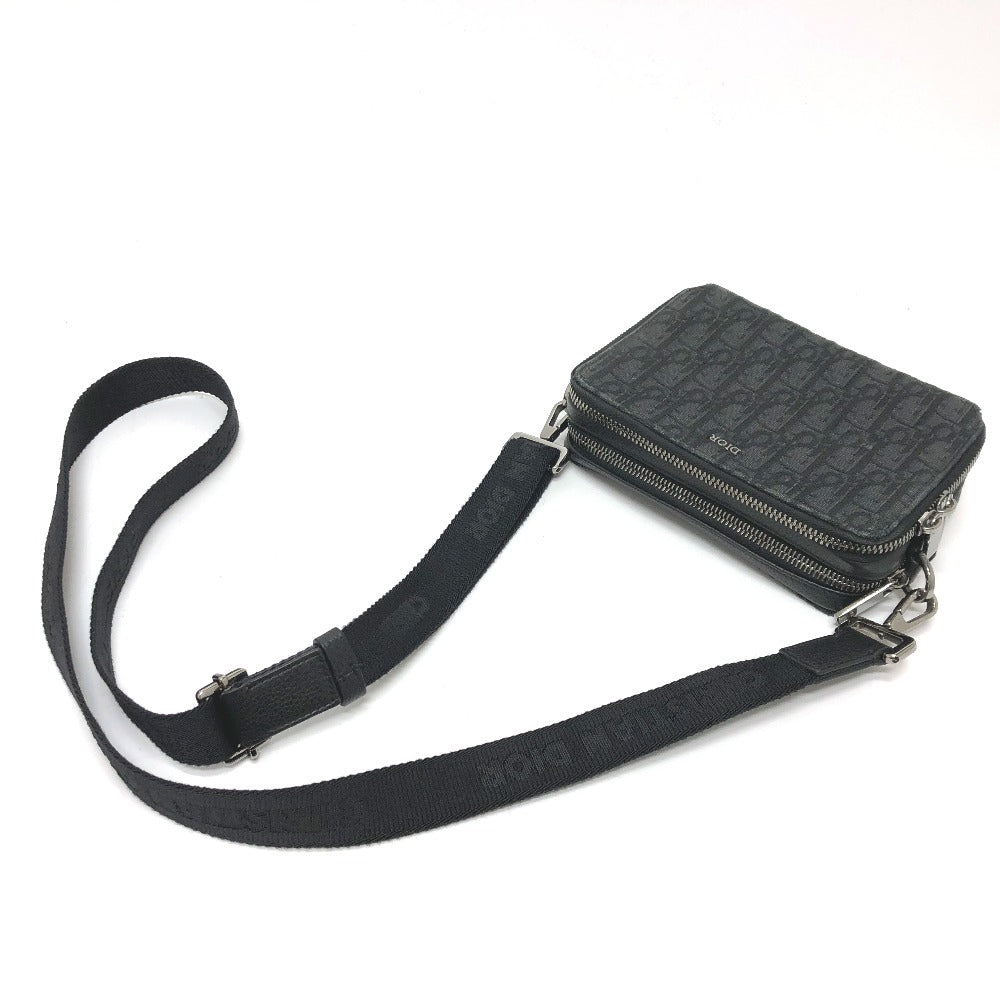 Dior 2ESBC119VPD Oblique Logo Messenger Pouch Bag, Crossbody Pochette Shoulder Bag, Canvas, Men's, Navy