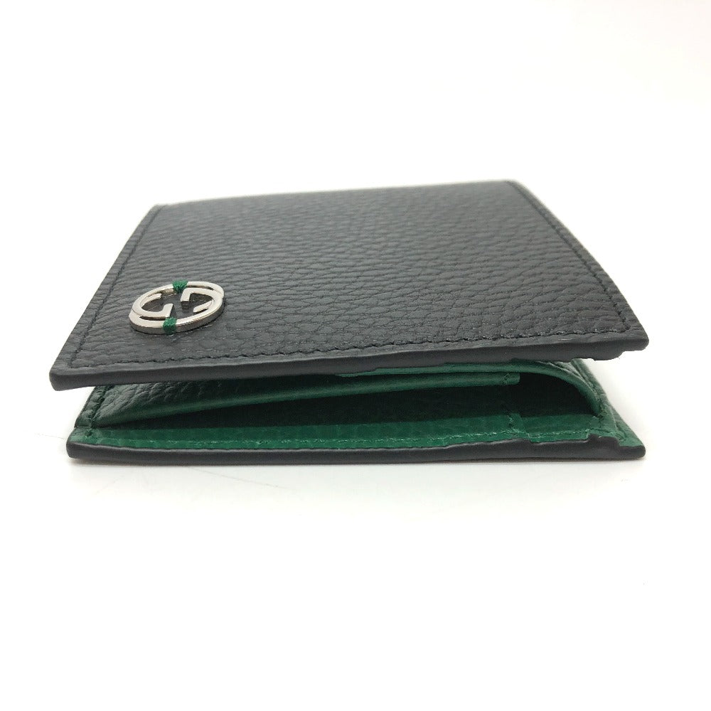 GUCCI 610466 GG Logo Interlocking G Compact Wallet Bifold Leather Men's Black