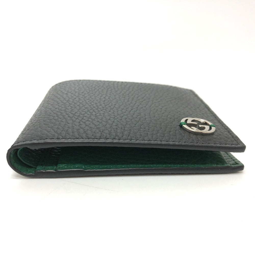 GUCCI 610466 GG Logo Interlocking G Compact Wallet Bifold Leather Men's Black