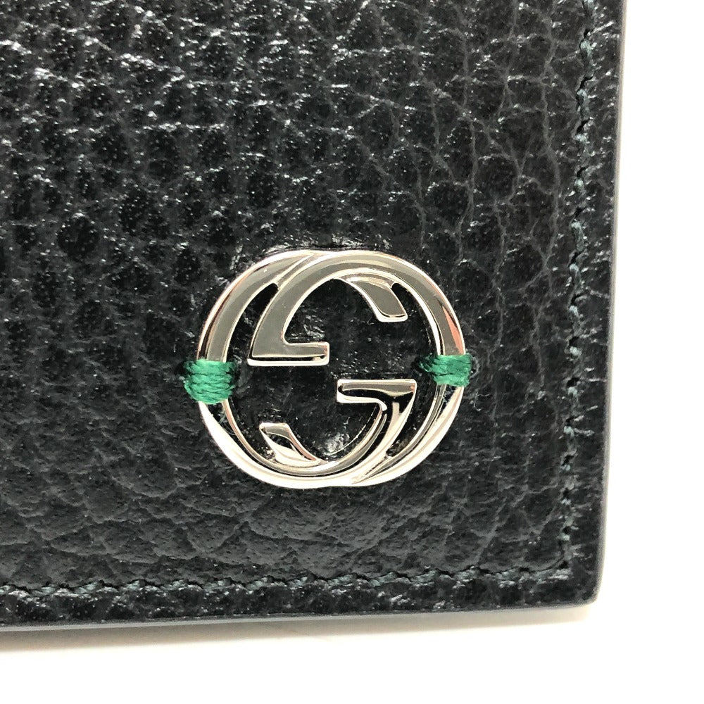 GUCCI 610466 GG Logo Interlocking G Compact Wallet Bifold Leather Men's Black