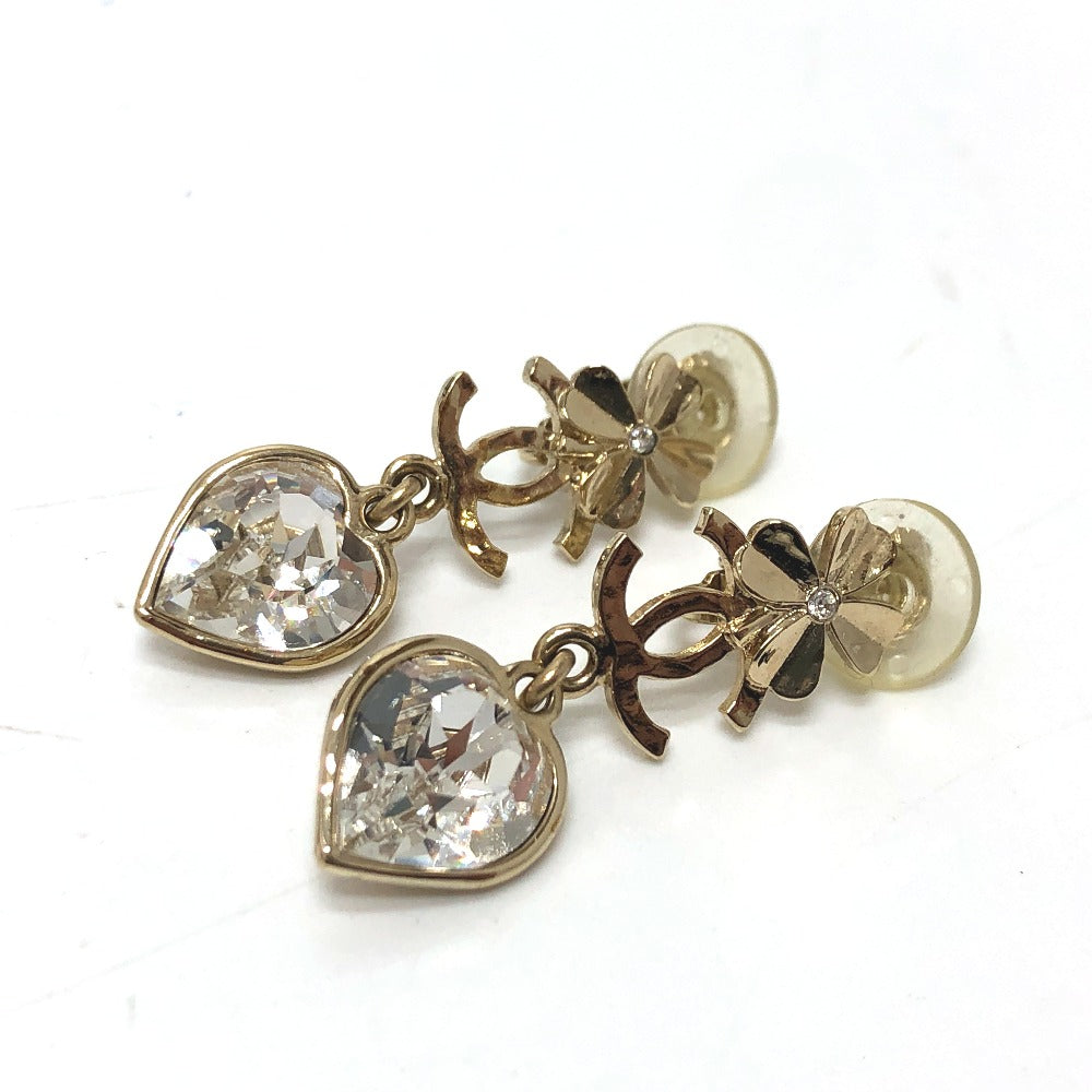 CHANEL CC Coco Mark Clover Heart B22S Accessories Jewelry Earrings GP Women's Gold