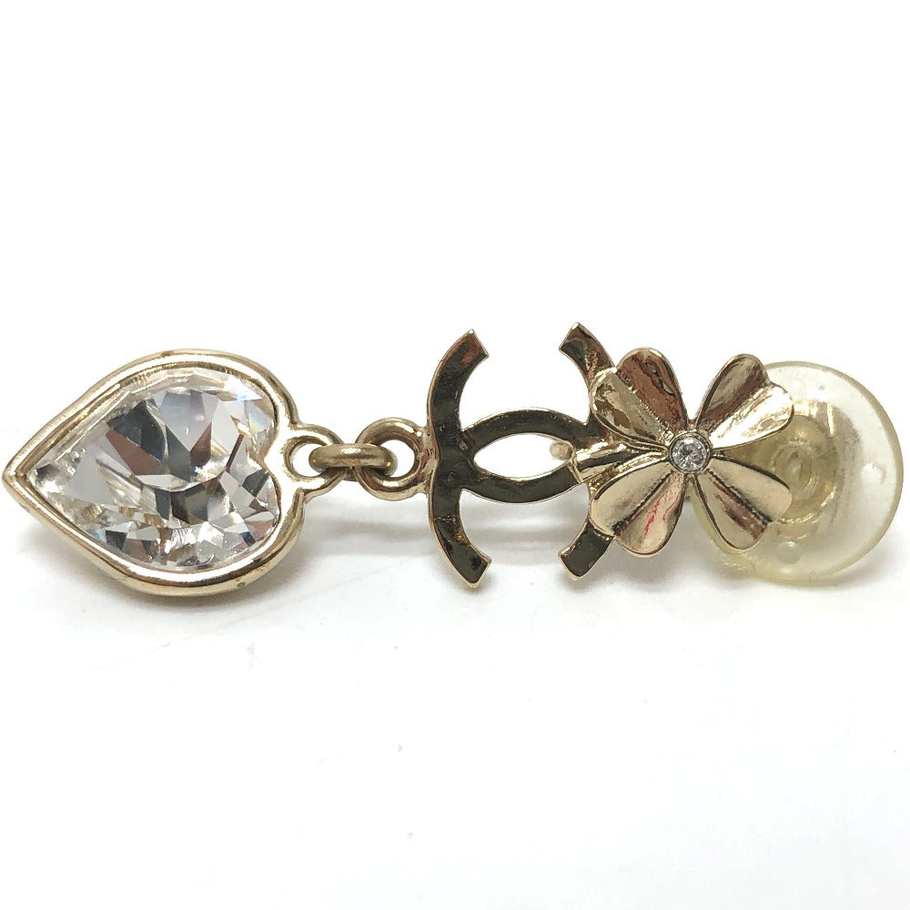 CHANEL CC Coco Mark Clover Heart B22S Accessories Jewelry Earrings GP Women's Gold