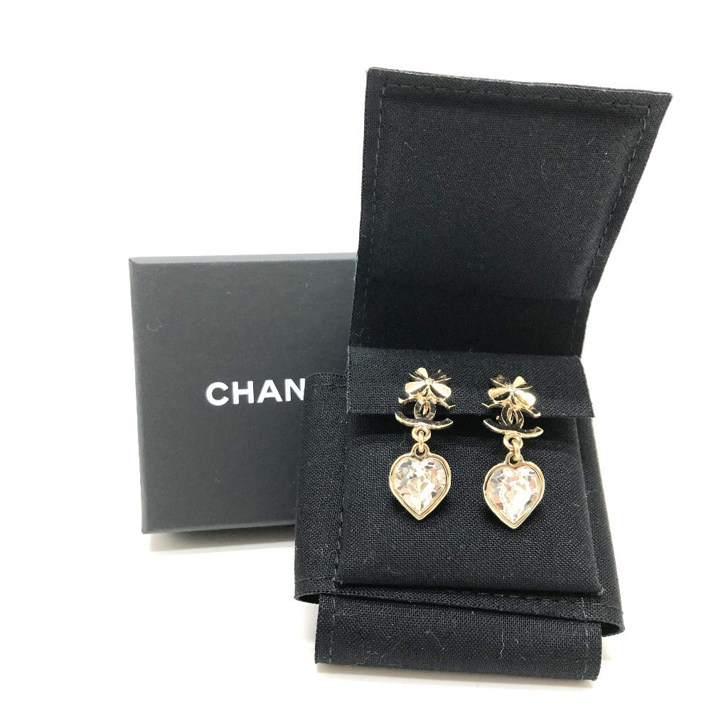 CHANEL CC Coco Mark Clover Heart B22S Accessories Jewelry Earrings GP Women's Gold