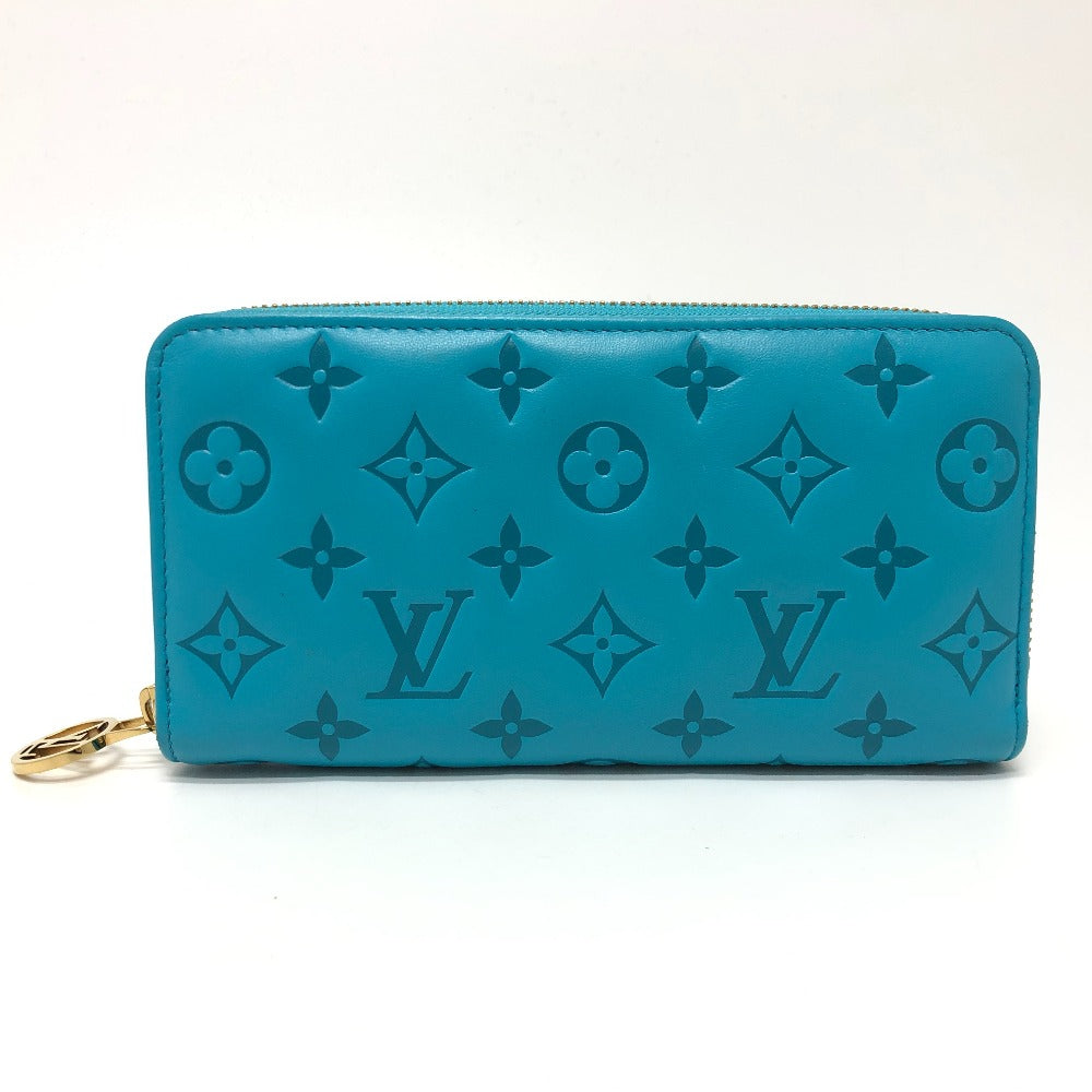 LOUIS VUITTON M81512 Monogram Embossed Zippy Wallet, Long Wallet with Round Zipper, Leather, Unisex, Blue