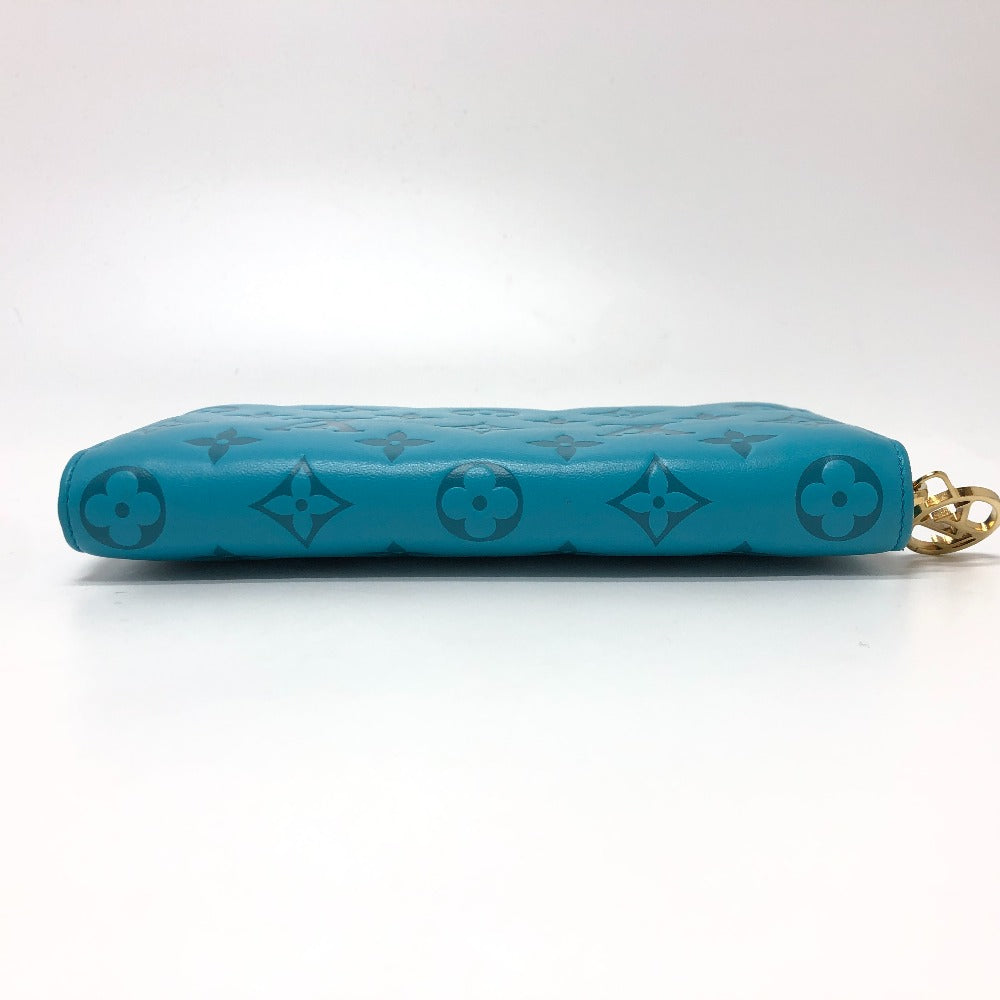 LOUIS VUITTON M81512 Monogram Embossed Zippy Wallet, Long Wallet with Round Zipper, Leather, Unisex, Blue