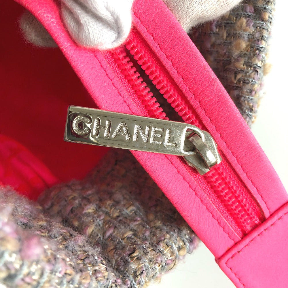 CHANEL CC ココマーク カンボンライン ラージ ショルダーバッグ 肩掛け トートバッグ ツイード レディース パープル系