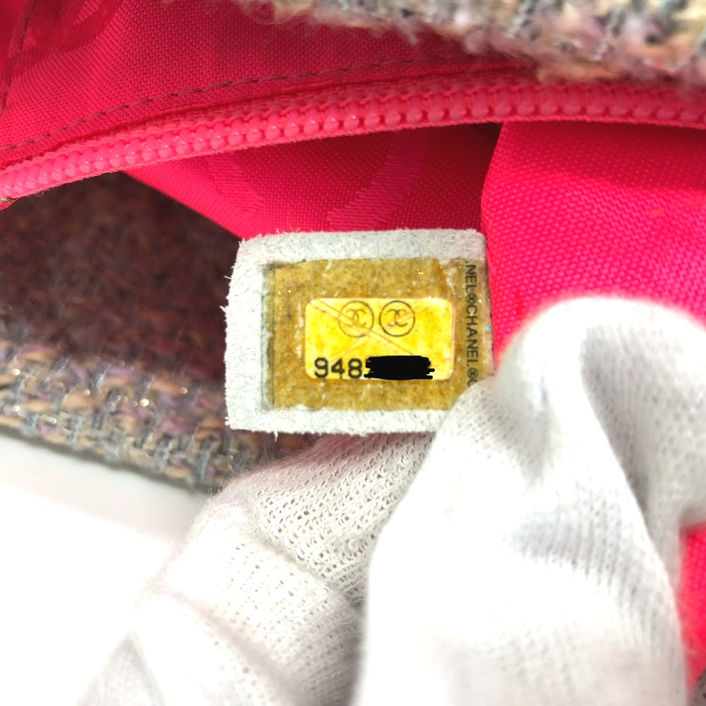 CHANEL CC ココマーク カンボンライン ラージ ショルダーバッグ 肩掛け トートバッグ ツイード レディース パープル系
