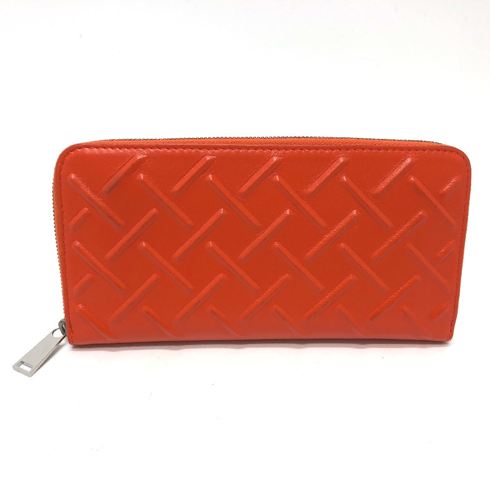 BOTTEGA VENETA 593217 Round Zip Long Wallet Leather Men's Orange