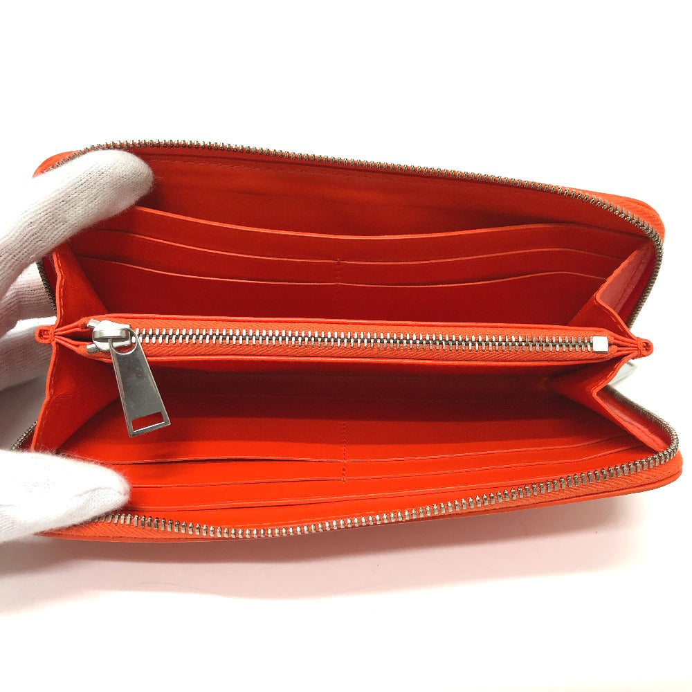 BOTTEGA VENETA 593217 Round Zip Long Wallet Leather Men's Orange