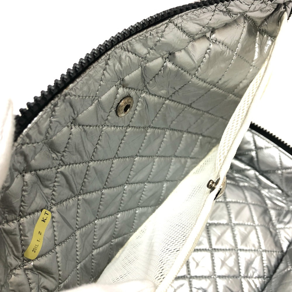 CHANEL Check Coco Mark Cooler Bag, Insulated Shoulder Bag, Canvas, Women's, White