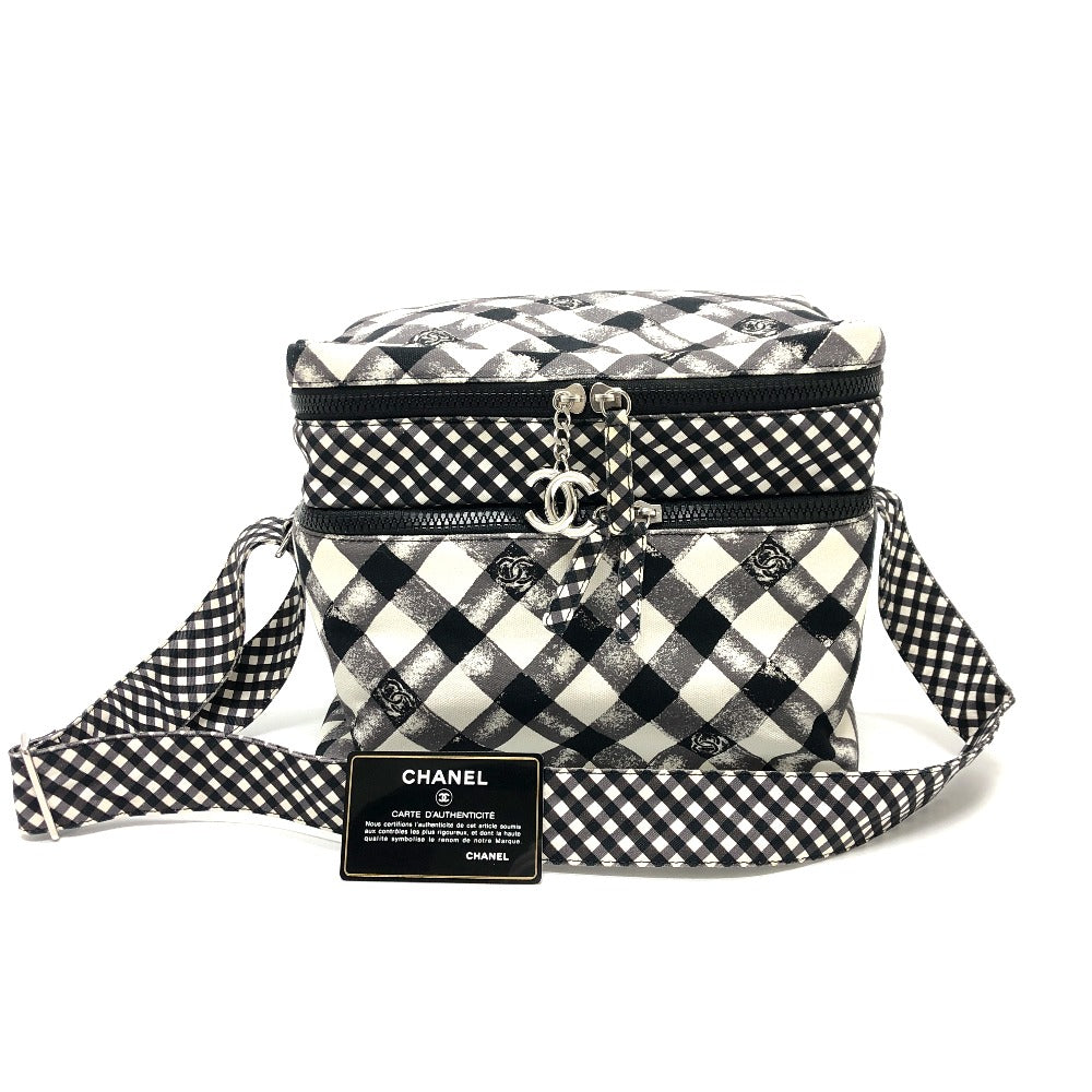 CHANEL Check Coco Mark Cooler Bag, Insulated Shoulder Bag, Canvas, Women's, White