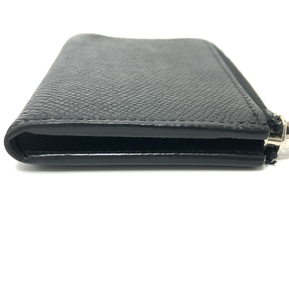 LOUIS VUITTON M63375 Taiga Porte Monnaie Jour Coin Purse in Taiga Leather, Men's, Black