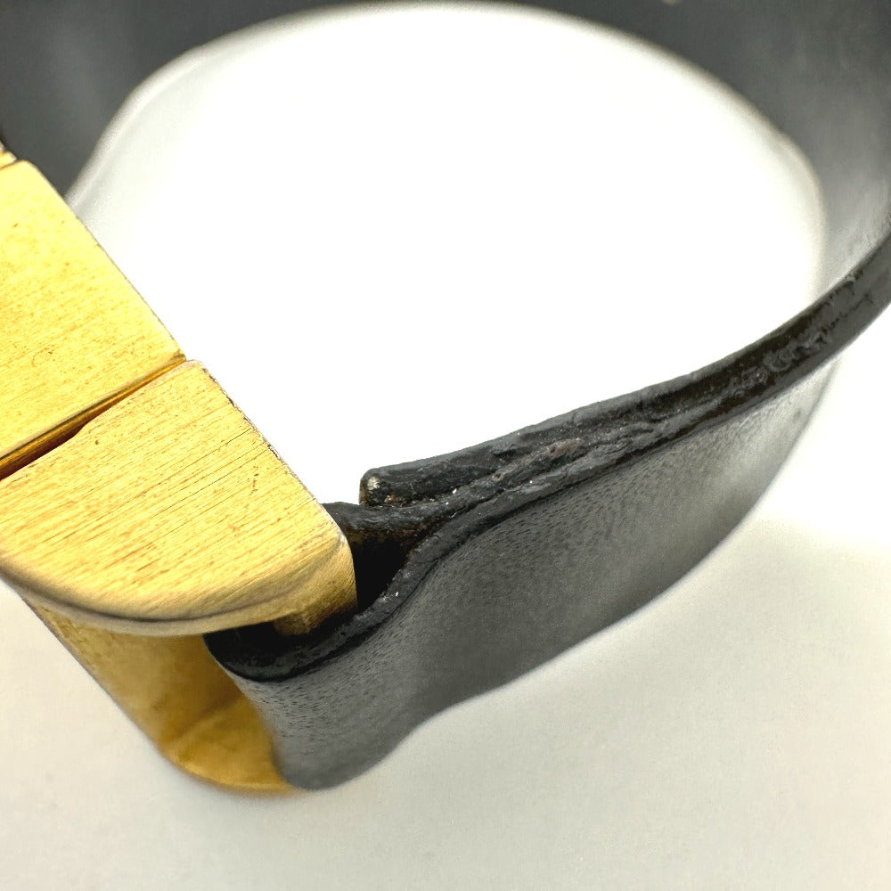 CHANEL Coco Mark 00A Bracelet GP/Leather Women's Black
