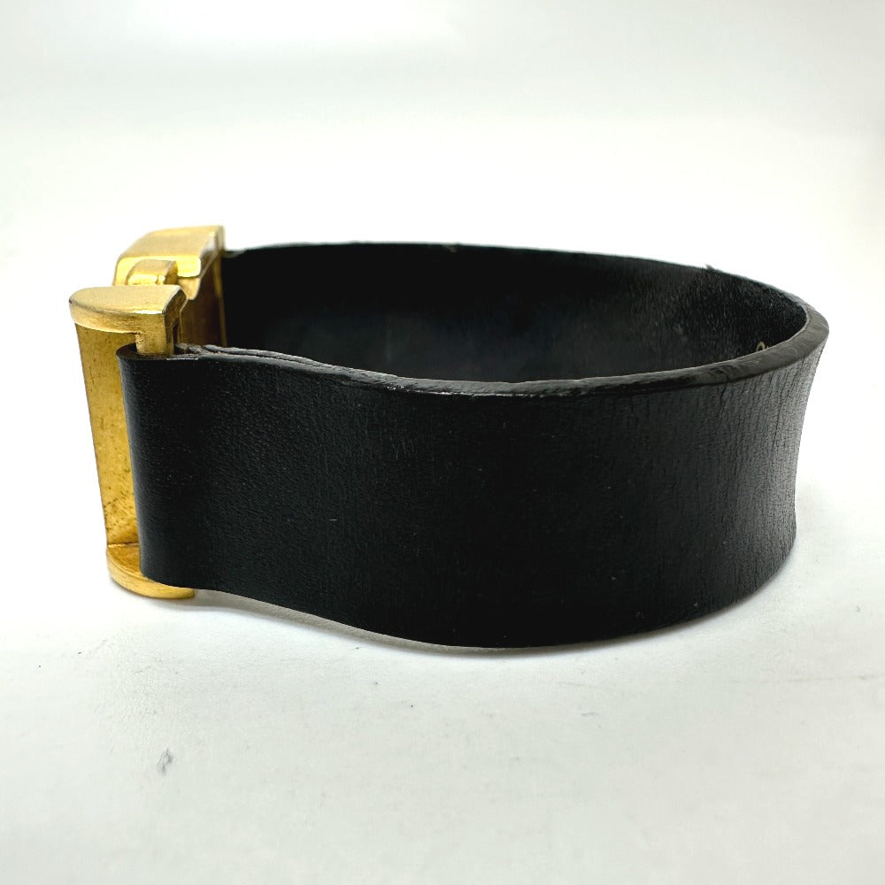 CHANEL Coco Mark 00A Bracelet GP/Leather Women's Black