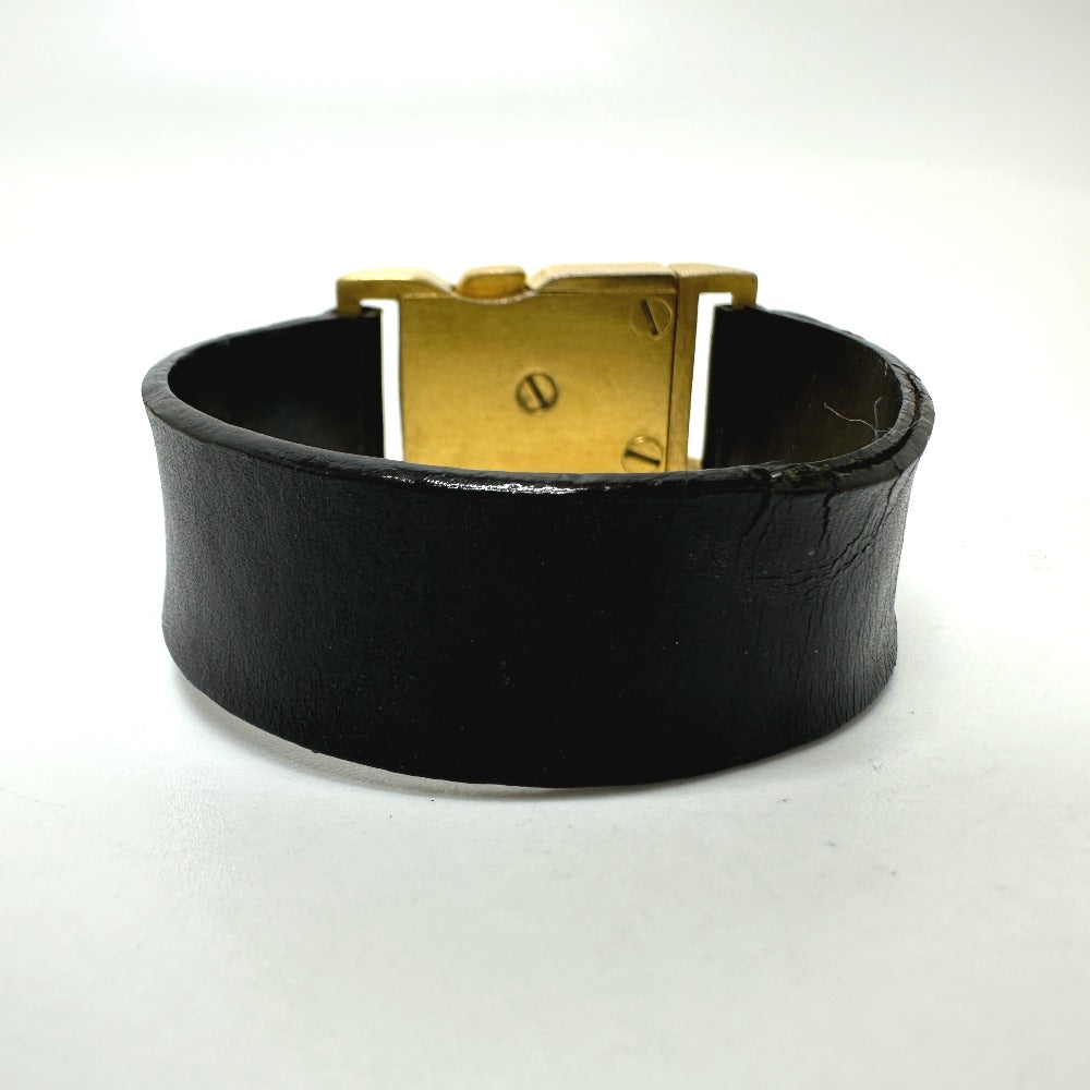 CHANEL Coco Mark 00A Bracelet GP/Leather Women's Black