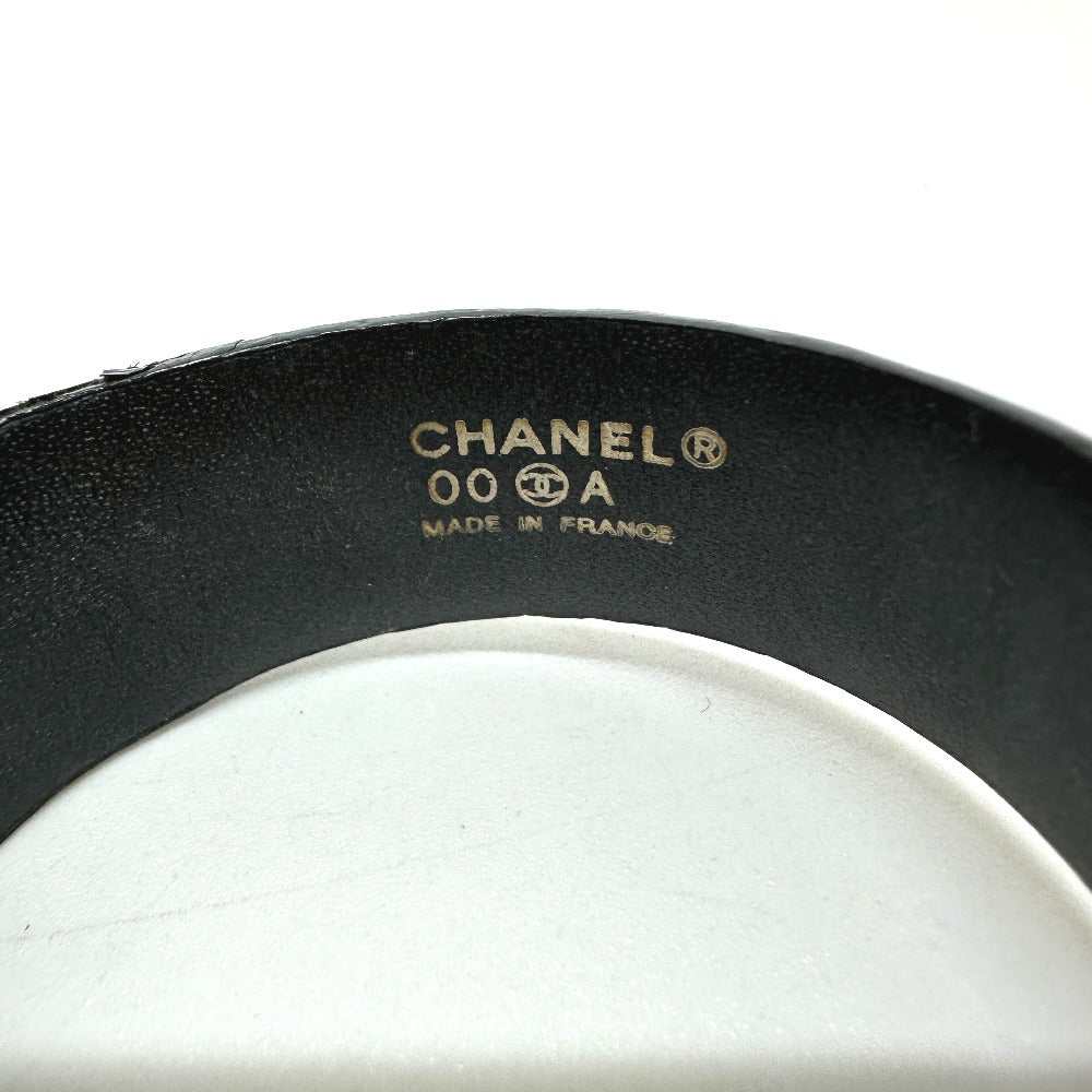 CHANEL Coco Mark 00A Bracelet GP/Leather Women's Black