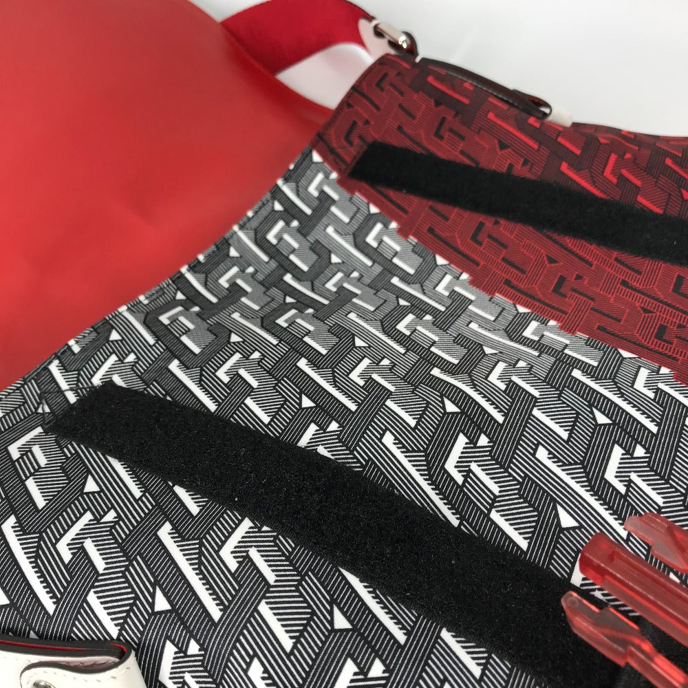 Christian Louboutin 1205006 総柄 斜め掛け ルビクリック 2WAY メッセンジャー ハンドバッグ ビジネスバッグ カバン ショルダーバッグ ナイロン メンズ ブラック/レッド