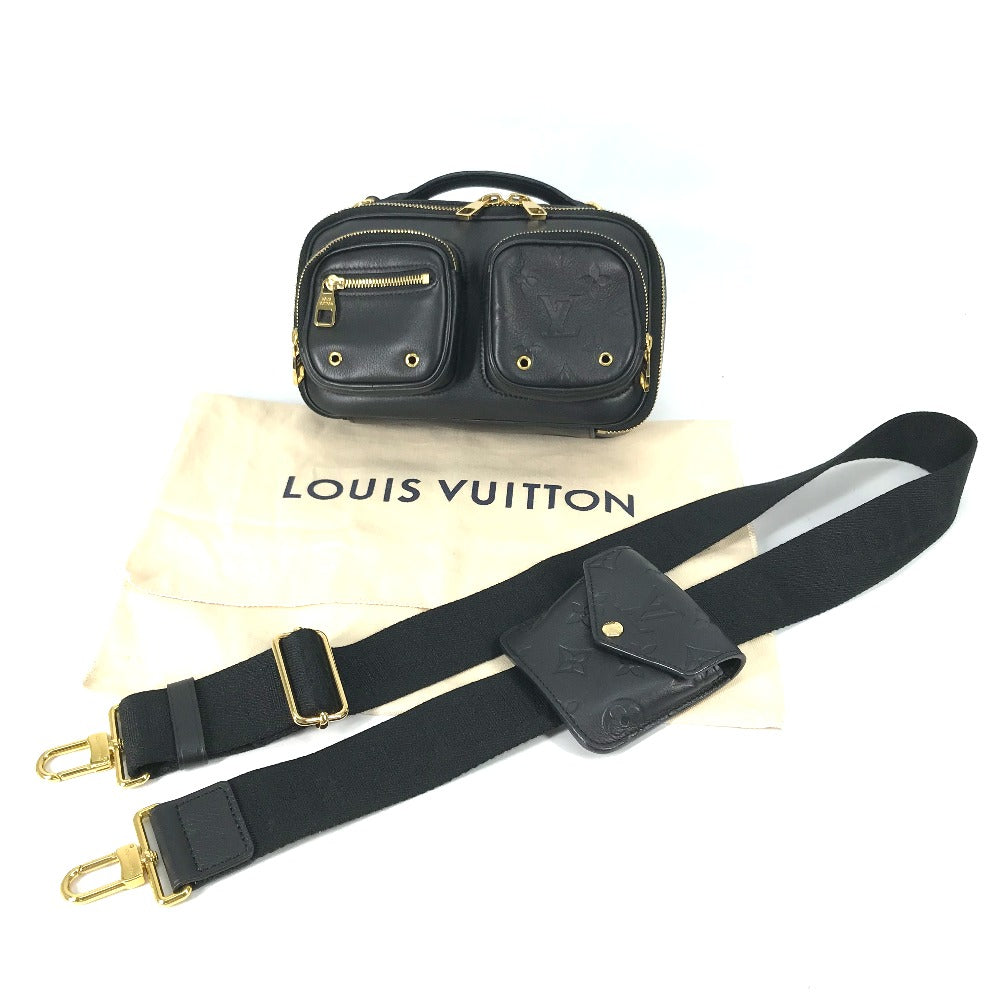 LOUIS VUITTON M80450 Monogram Utility Crossbody Bag, 2-Way Pochette/Shoulder Bag, Leather, Men's, Black