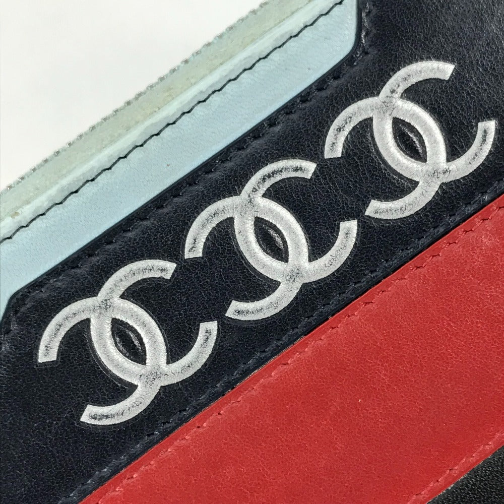 CHANEL Airline Triple Coco Long Wallet, Round Zipper, Leather, Women's, Black