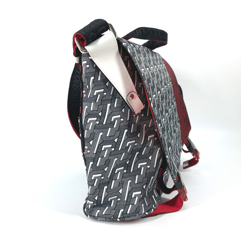 Christian Louboutin 1205006 All-Over Print Rubiclic Messenger Bag, Handbag, Crossbody Bag, 2-Way Shoulder Bag, Nylon/Leather, Men's, Red