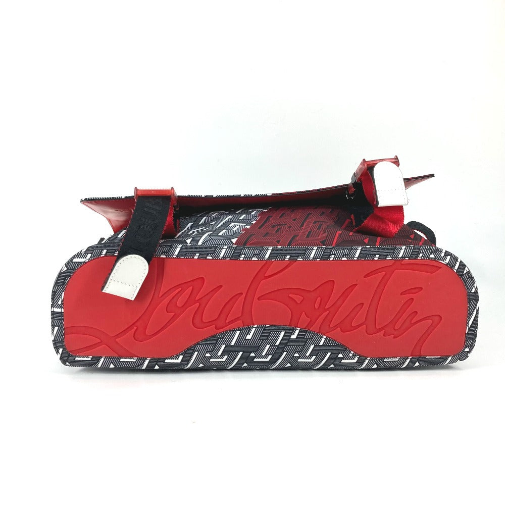 Christian Louboutin 1205006 All-Over Print Rubiclic Messenger Bag, Handbag, Crossbody Bag, 2-Way Shoulder Bag, Nylon/Leather, Men's, Red