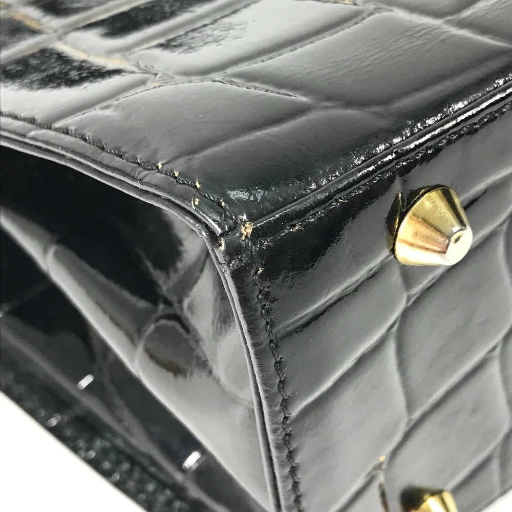 VERSACE Vintage Embossed Medusa Logo Tote Bag Shoulder Bag Handbag Leather Women's Black