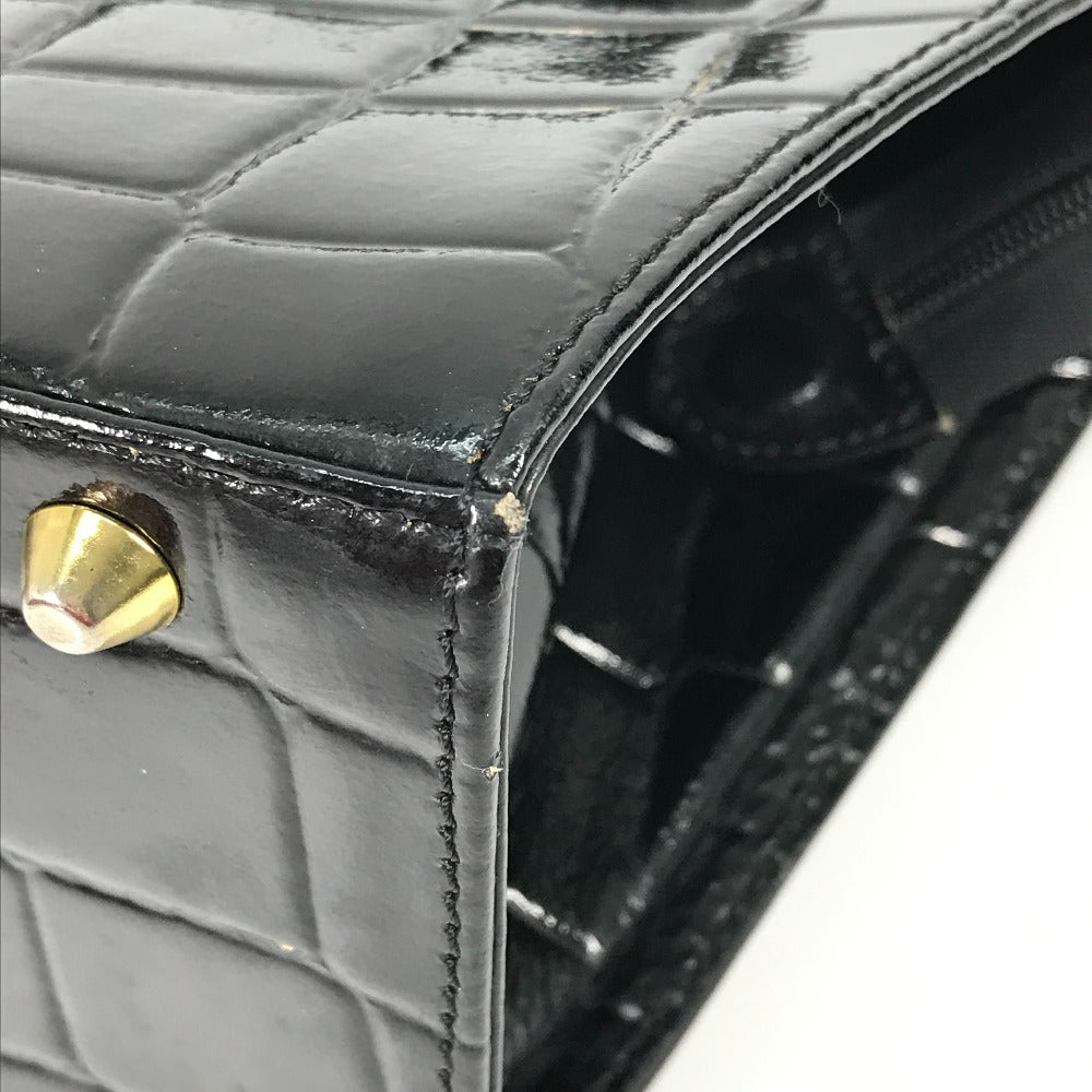 VERSACE Vintage Embossed Medusa Logo Tote Bag Shoulder Bag Handbag Leather Women's Black