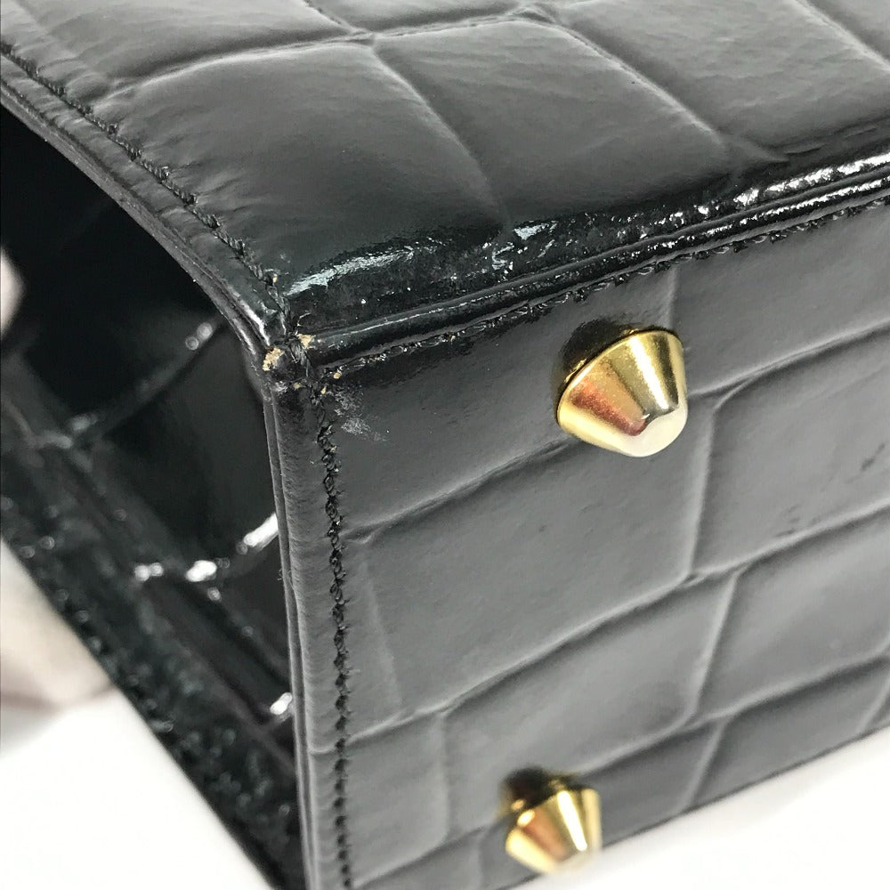 VERSACE Vintage Embossed Medusa Logo Tote Bag Shoulder Bag Handbag Leather Women's Black