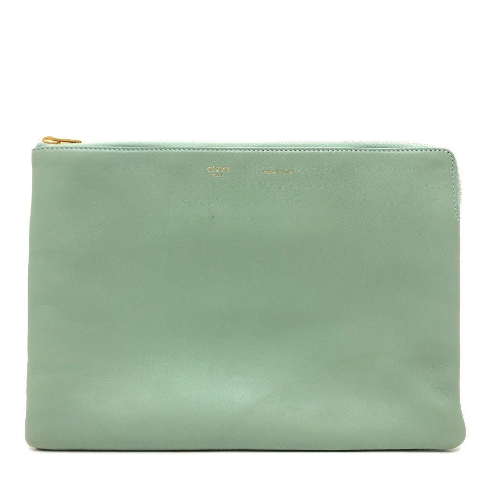 CELINE Women's Leather Second Bag, Pouch, Clutch Bag, Green