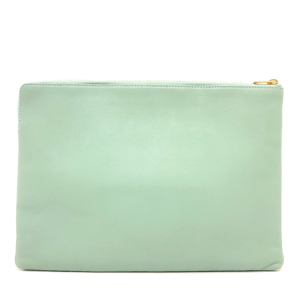 CELINE Women's Leather Second Bag, Pouch, Clutch Bag, Green