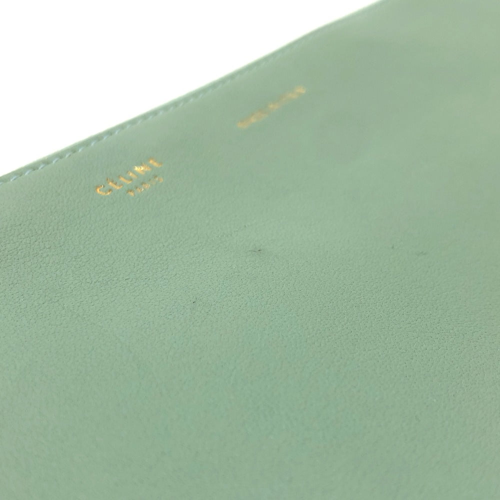CELINE Women's Leather Second Bag, Pouch, Clutch Bag, Green