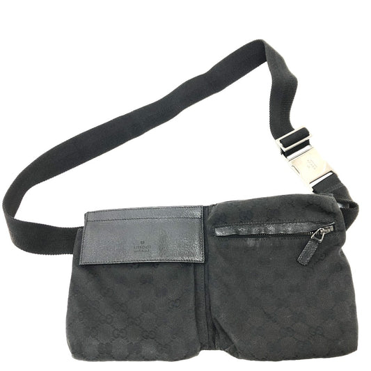 GUCCI 28566 GG ボディバッグ ベルトバッグ カバン ボディバッグ ウエストバッグ GGキャンバス/レザー メンズ ブラック