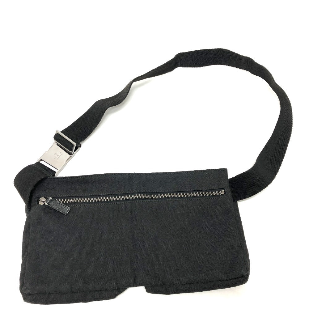 GUCCI 28566 GG Body Bag, Belt Bag, Waist Bag, GG Canvas/Leather, Men's, Black