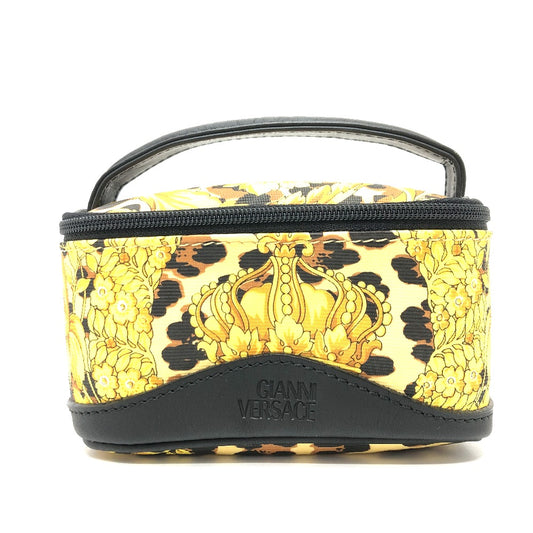 VERSACE 総柄 レオパード ミニカバン カバン バッグ メイクポーチ 化粧ポーチ ポーチ ナイロン/レザー レディース イエロー