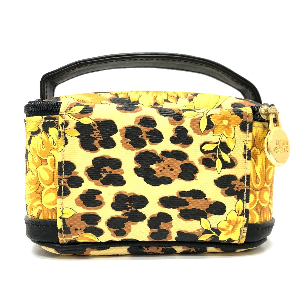 VERSACE Leopard Print Mini Bag, Makeup Pouch, Nylon/Leather, Women's, Yellow