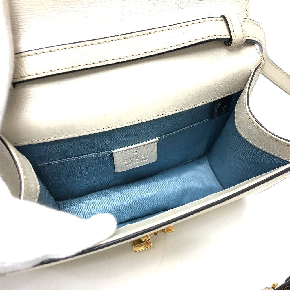 GUCCI 470270 Sylvie 2-Way Bag, Handbag/Shoulder Bag, Leather, Women's, White