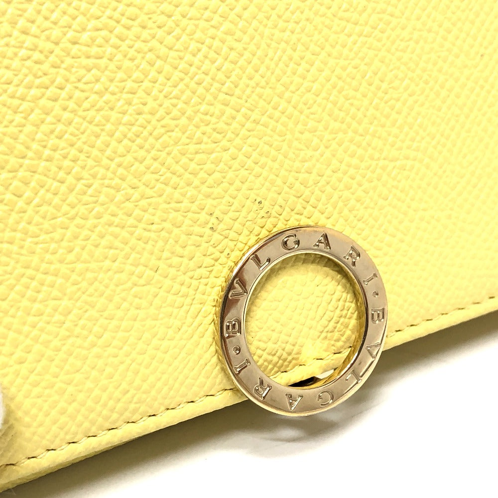 BVLGARI ロゴクリップ ロングウォレット 2つ折り財布 長財布 レザー レディース イエロー