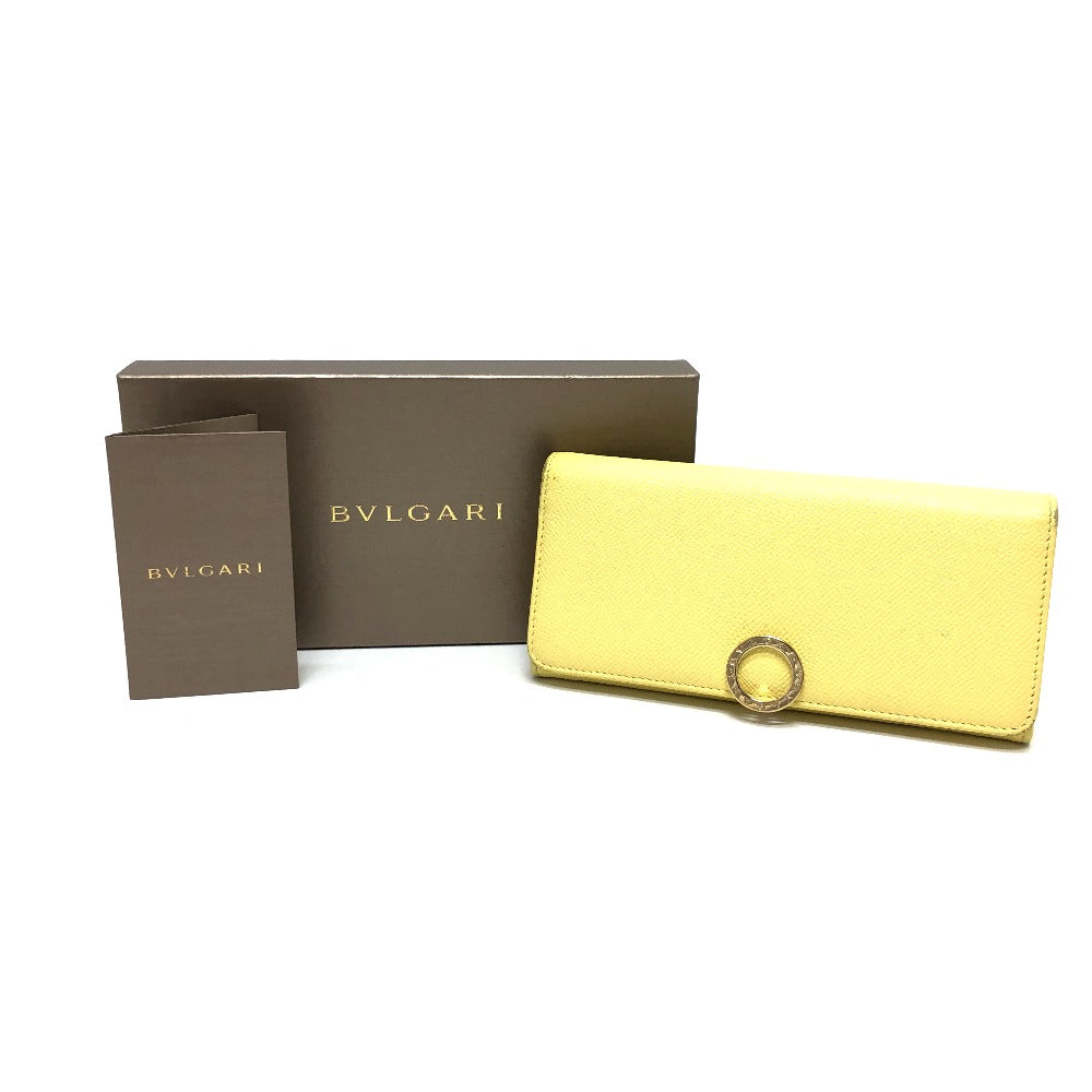 BVLGARI ロゴクリップ ロングウォレット 2つ折り財布 長財布 レザー レディース イエロー