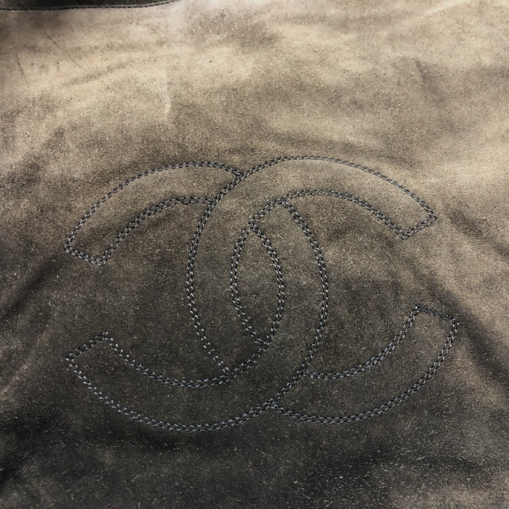 CHANEL CC ココマーク ヴィンテージ プラスチックハンドル トートバッグ スエード レディース ブラウン