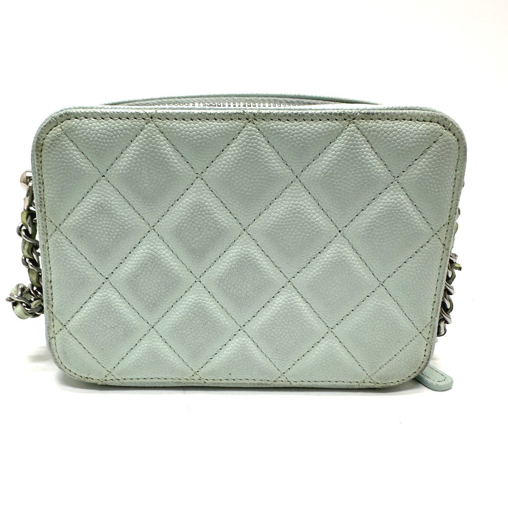 CHANEL AP2426 CC Coco Mark Matelasse Camera Bag, Chain Bag, Pochette, Shoulder Bag, Caviar Leather, Women's, Blue
