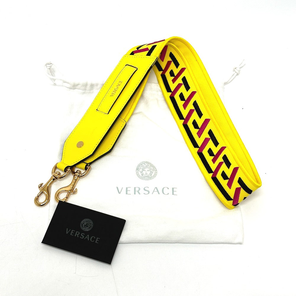 VERSACE 1002526 グレカ シグネチャー ショルダーストラップ キャンバス/レザー レディース イエロー