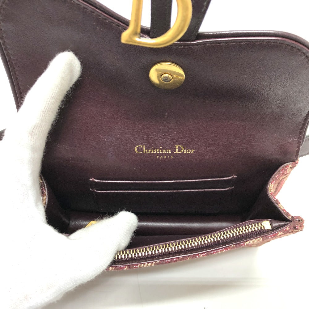 Christian Dior トロッター SADDLE ベルトポーチ ウエストポーチ ボディバッグ キャンバス/レザー レディース ボルドー