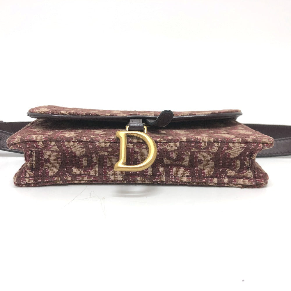 Christian Dior トロッター SADDLE ベルトポーチ ウエストポーチ ボディバッグ キャンバス/レザー レディース ボルドー