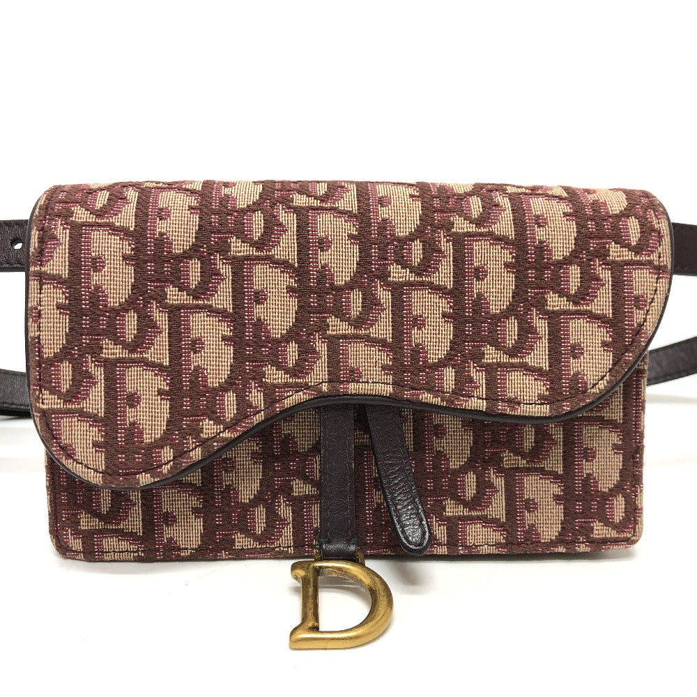 Christian Dior トロッター SADDLE ベルトポーチ ウエストポーチ ボディバッグ キャンバス/レザー レディース ボルドー