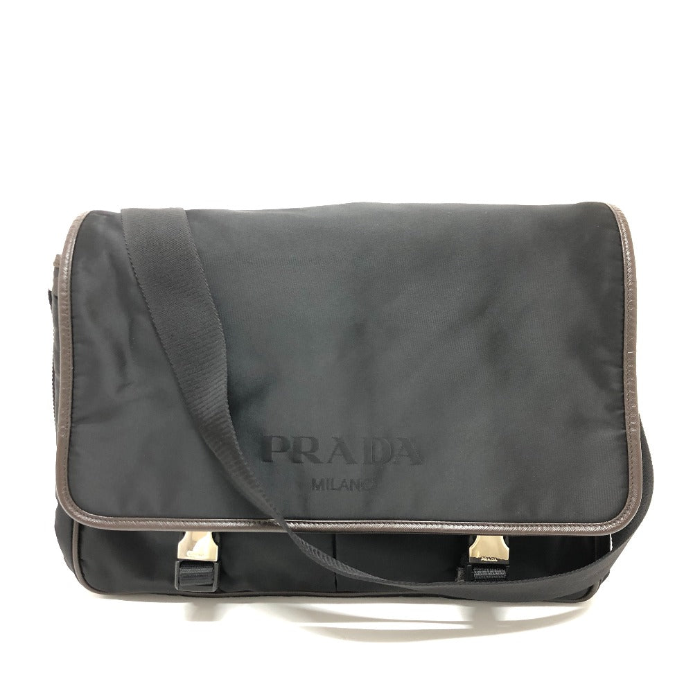 PRADA VA0793 フラップ ロゴ メッセンジャーバッグ カバン 斜め掛けバック ショルダーバッグ ナイロン メンズ ブラック