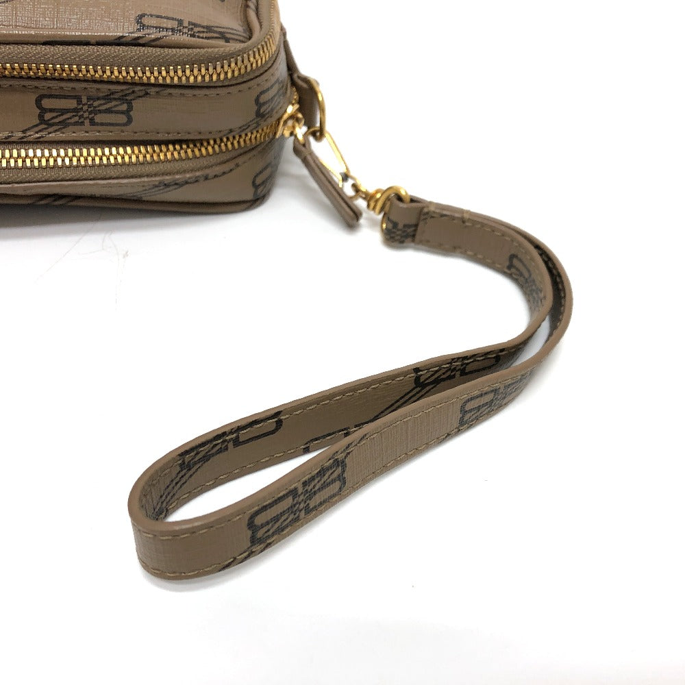 BALENCIAGA 644432 ロゴ エブリデイ ポシェット カバン セカンドバッグ クラッチバッグ レザー レディース ブラウン