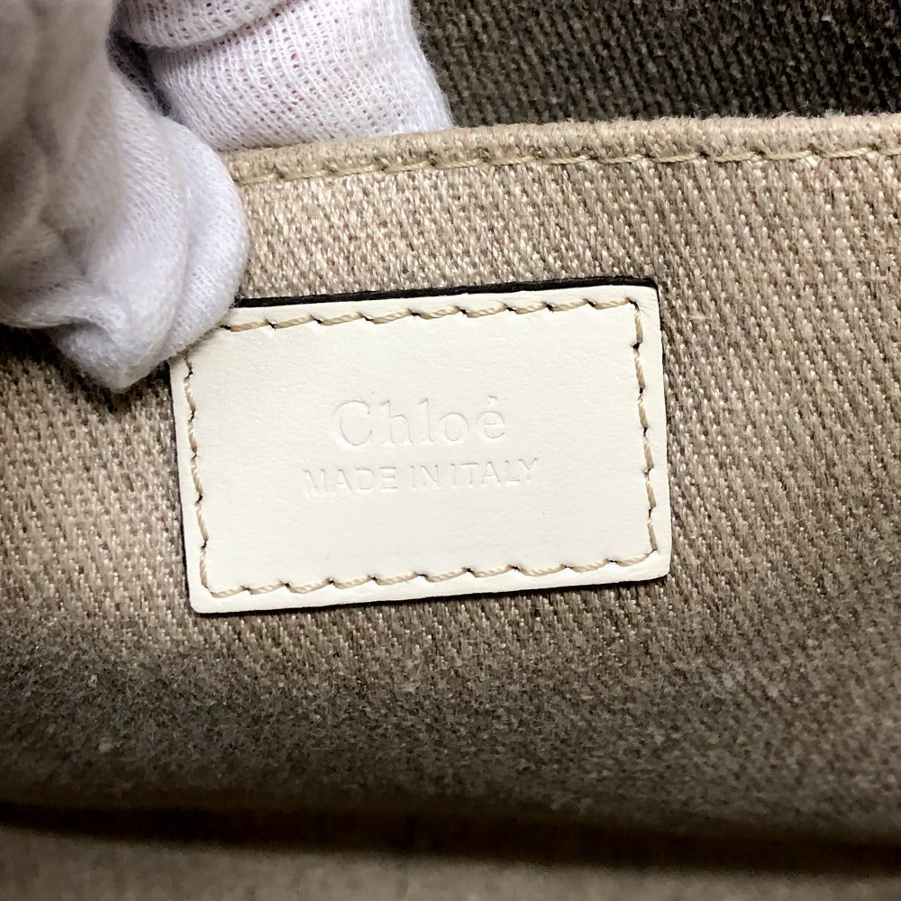 Chloe ロゴ ウッディ ミディアム ハンドバッグ トートバッグ キャンバス ユニセックス ベージュ