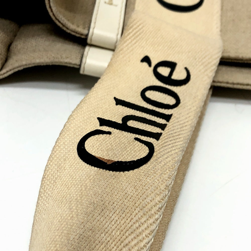 Chloe ロゴ ウッディ ミディアム ハンドバッグ トートバッグ キャンバス ユニセックス ベージュ
