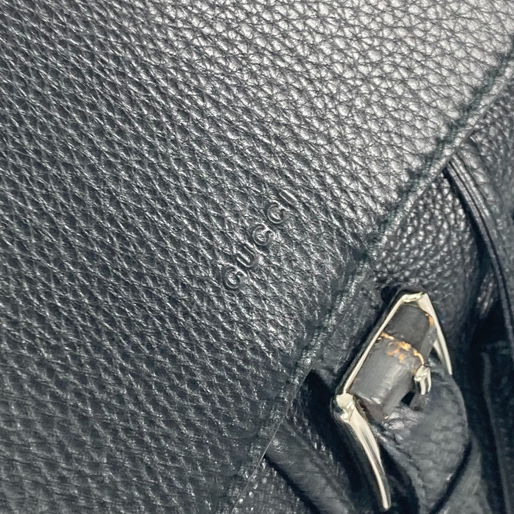 GUCCI 370833 バンブー バックパック フリンジ タッセル カバン リュックサック レザー レディース ブラック