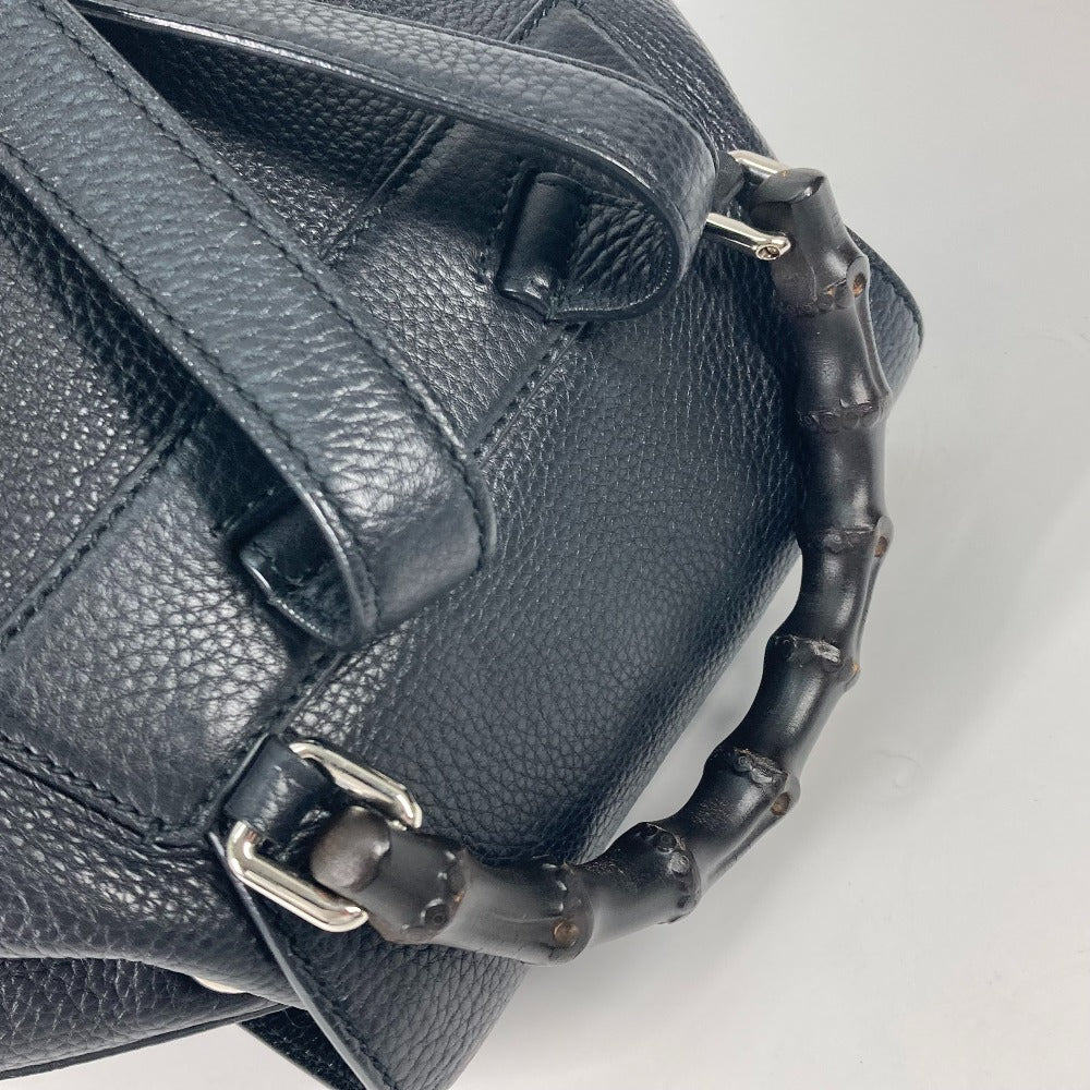 GUCCI 370833 バンブー バックパック フリンジ タッセル カバン リュックサック レザー レディース ブラック